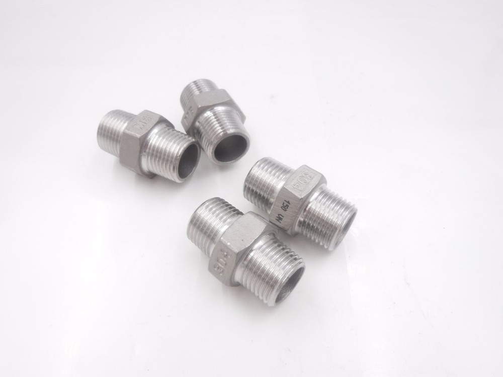 4 Pack Merit Brass 1/2″MNPT #150 Cast 304 Stainless Steel Hex Nipple Fittings