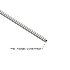 2.5mm x 0.6mm x 250mm 304 Stainless Steel Capillary Tube for Industry, 3Pcs