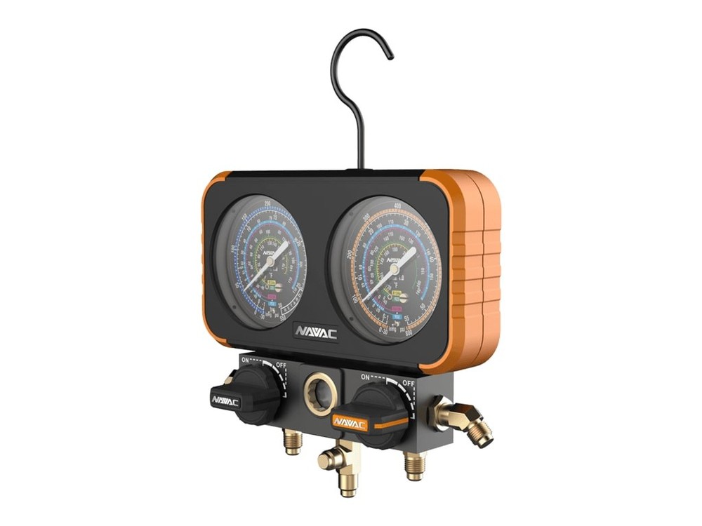 NAVAC N2A4B – Analog Manifold Gauge (Refrigerants R-454B, R-32, R-410A, R-22)