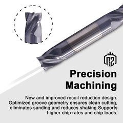10PCS 4 Flute 1/4″x 1/2″ x 2-1/2″ Solid Carbide End Mill Double End AlTiN Coated