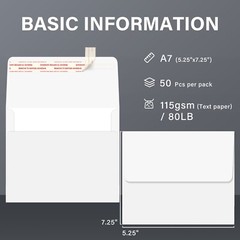 500 Invitation Envelopes 5.25″x7.25″ Paper Envelopes A7 Self Seal Wedding Cards