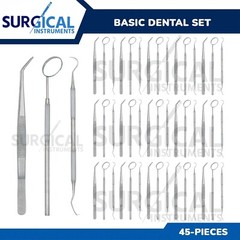 45 Pcs Basic Dental Instruments Set Mirror Explorer College plier German Grade