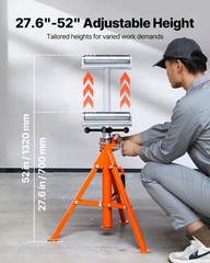 VEVOR Roller Stand 2500 LBS Load 27.6″-52″ Height Adjustable 45# Steel Foldable