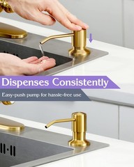 Soap Dispenser for Kitchen Sink Brushed Gold, Built in Stainless Steel Kitchen
