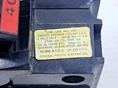 Federal Pacific NA240 2 Pole 40A 120/240V Stab Lok Plug In Circuit Breaker