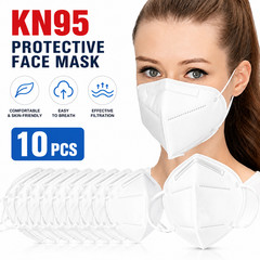 KN95 Protective Face Mask 5-Layer Disposable Respirator PM2.5 Adult White