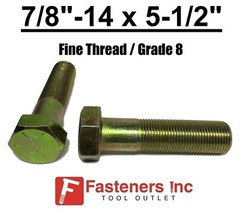 7/8-14 x 5-1/2″ (PT) Hex Bolt Yellow Zinc Plated Grade 8 Cap Screw Fine Thread