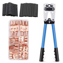 140PCS Copper Lugs Ring Terminals Bare Battery Welding Crimp Wire Connectors Kit