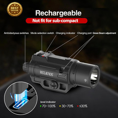 1500Lm Tactical Pistol Light Green Laser Combo Strobe Picatinny Rail USB