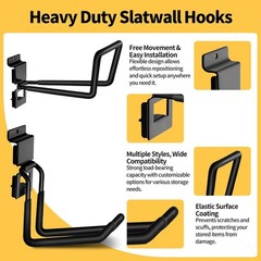 Heavy-Duty Slatwall Hooks 25 Pack (10 Types) Metal Garage Slat Wall Hook Kit