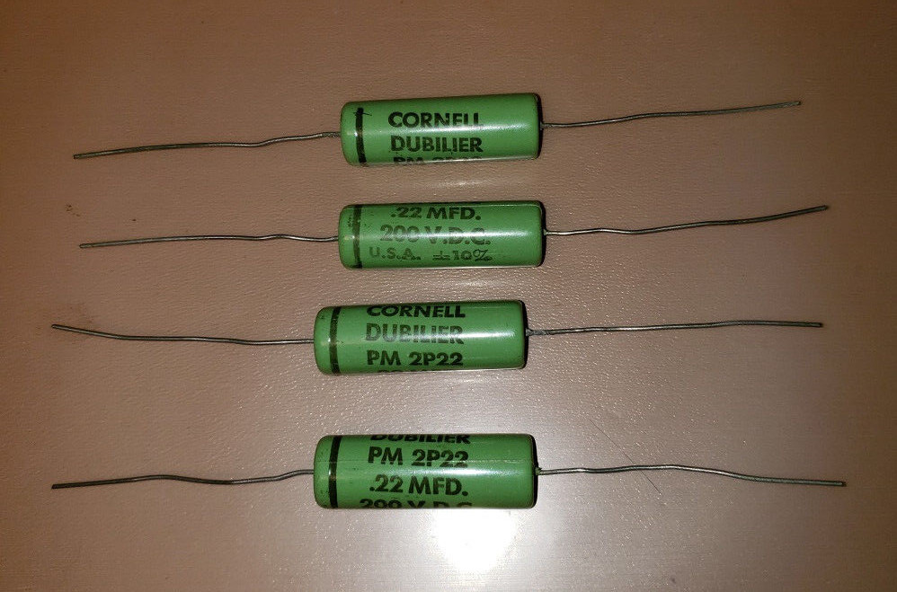 (4) Cornell Dubilier PM 2P22 Vintage Greenies 0.22uF 200V Mylar capacitor – NOS