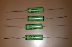 (4) Cornell Dubilier PM 2P22 Vintage Greenies 0.22uF 200V Mylar capacitor – NOS