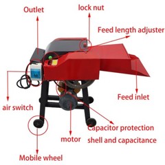 220V Hay Chopper Animals Feed Fodder Cutting Corn Straw Chaff Cutter 6 Blades