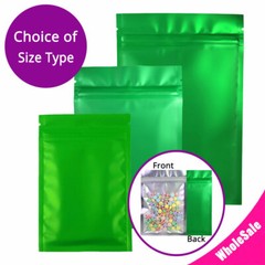 Assorted Size Clear Front Green Back Matte Foil Mylar Zip Lock Pouch Bag G04