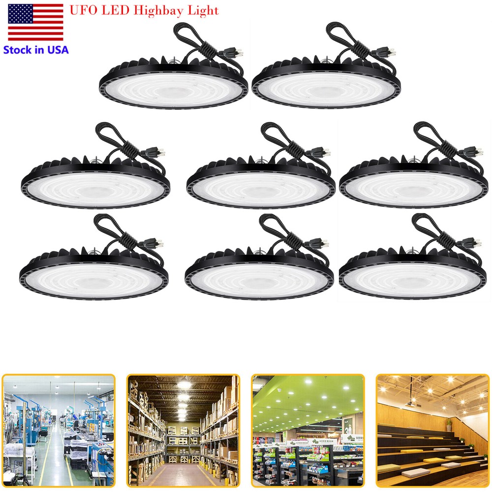 300W UFO LED High Bay Light Commercial Warehouse Light UFO Highbay Lamp 8Pack