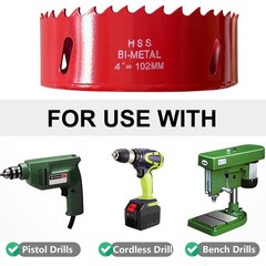 4 Inch Hole Saw with Arbor HSS Mandrels M42 Bi-Metal Red
