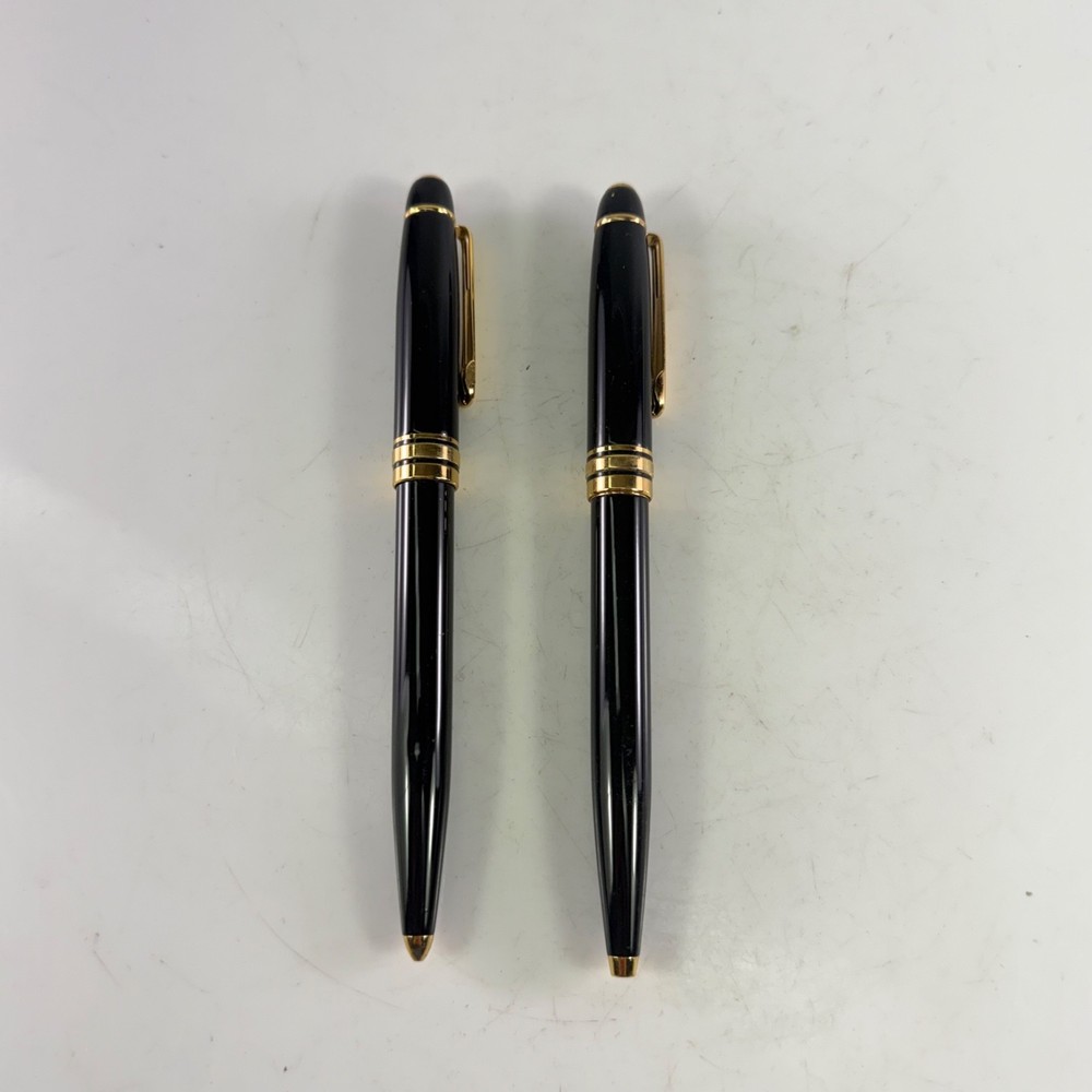 Pair of Heavyweight Black & Gold Tone Ballpoint Pen and Mechanical Pencil Set