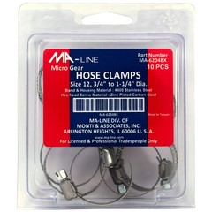 MA-Line MA-6204BX Hose Clamp 3/4in to 1-1/4in Diameter. Size 12. Micro Gear (10