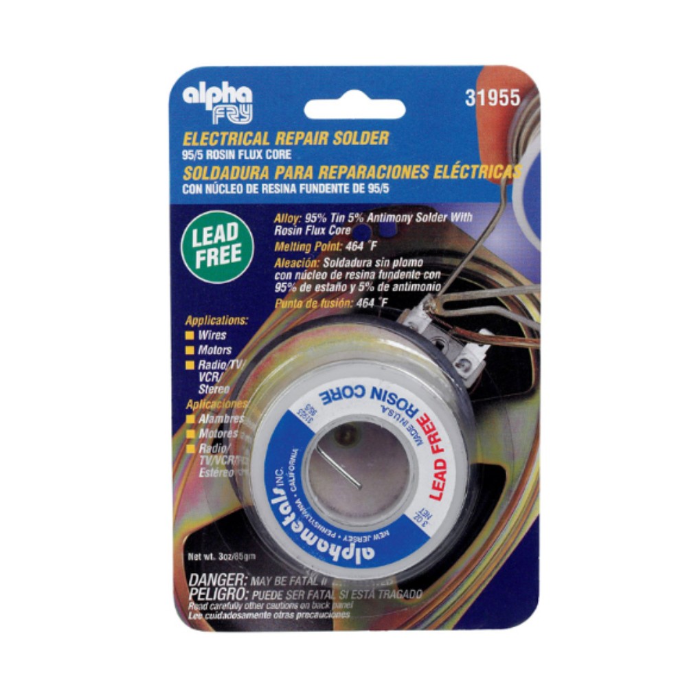 Alpha Fry 3oz Lead-Free Rosin Core Solder Wire 0.06in. D Tin/Antimony 95/5