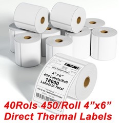 40 Rolls 4″x6″ Direct Thermal Shipping Labels 450/Roll for Zebra ZP-450 ZP-500
