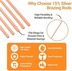 15% Silver Brazing Rods AWS BCuP-5 40 Sticks Silver Solder Phos Copper Brazin…