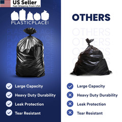 Plasticplace 55-60 Gallon Trash Bags │ 1.0 Mil │ 100 Count (Pack of 1), Black