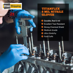 TitanFlex Nitrile Exam Gloves, Blue, X-Large (Pack of 100), Blue(xl 100)