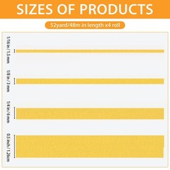 QDiShi 4 Rolls Fine Line Tape(Yellow), Fineline Masking Tape in 1/16, Yellow
