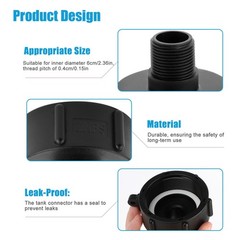 2PCS 275 330 G IBC Tote Adapter 2″ NPT (NPS) Fine Thread x3/4 Male Garden Hose