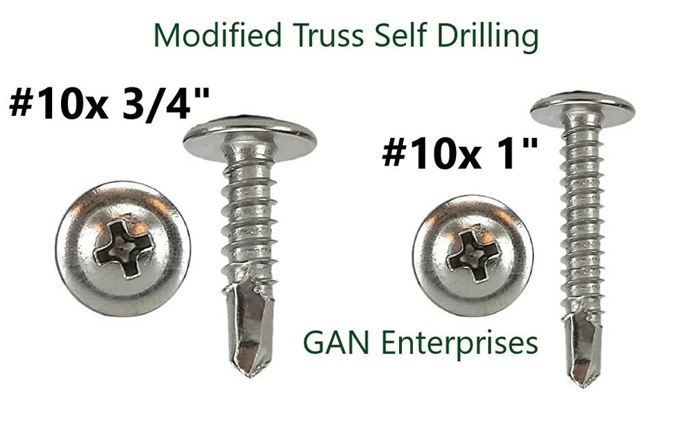 Modified Truss Head #10 x 3/4 – 1″ Self-Drilling Tek Screws zinc plated