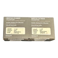 Ace 1-1/8 in KW1 Mortise Cylinder Bright Brass Solid Brass Lock Core 2-Pack