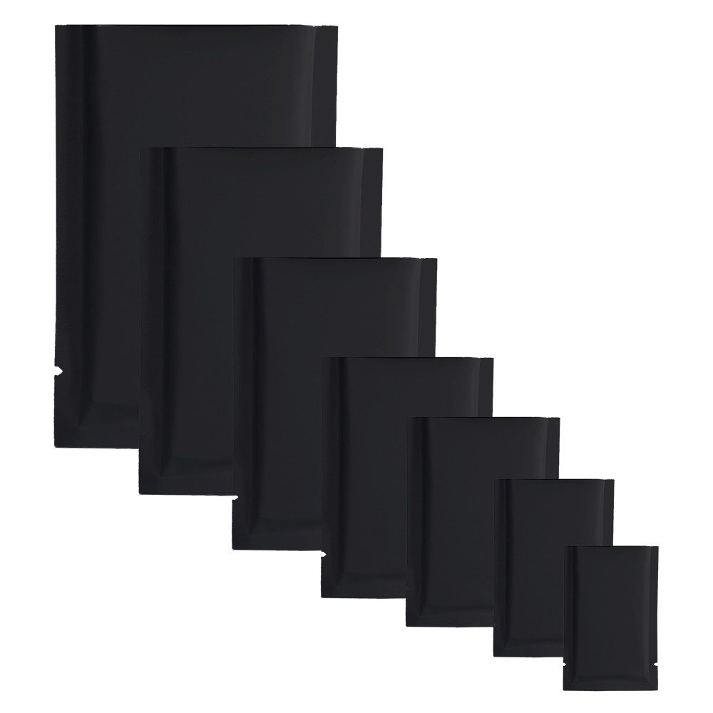 Bulk QTY Size Double-Sided Matte Black Mylar Open Top Storage Food-Safe Bags