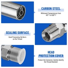 12PCS 1/2″ NPTF Hydraulic Hose Fittings ‎3/8″ I.D. Hose x 1/2″ NPTF Male w/Cover