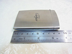 Authentic Cartier Business Card Holder Stainless steel Case Rare w/Pouch & Paper