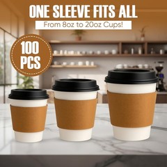 Disposable Coffee Cup Sleeves – Kraft Paper Insulated Hot Cup Holders for