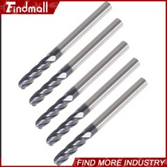 5 PCS 1/8″ 4 Flute 1-1/2″ Overall Length Ball Nose Carbide End Mill