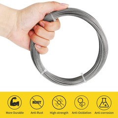 1/16 Wire Rope, 100FT 304 Stainless Steel Cable with 50Pcs Crimp Sleeves,