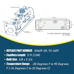 W1609-101 Temperature Controller Thermostat for Refrigeration 5 Ft Capillary