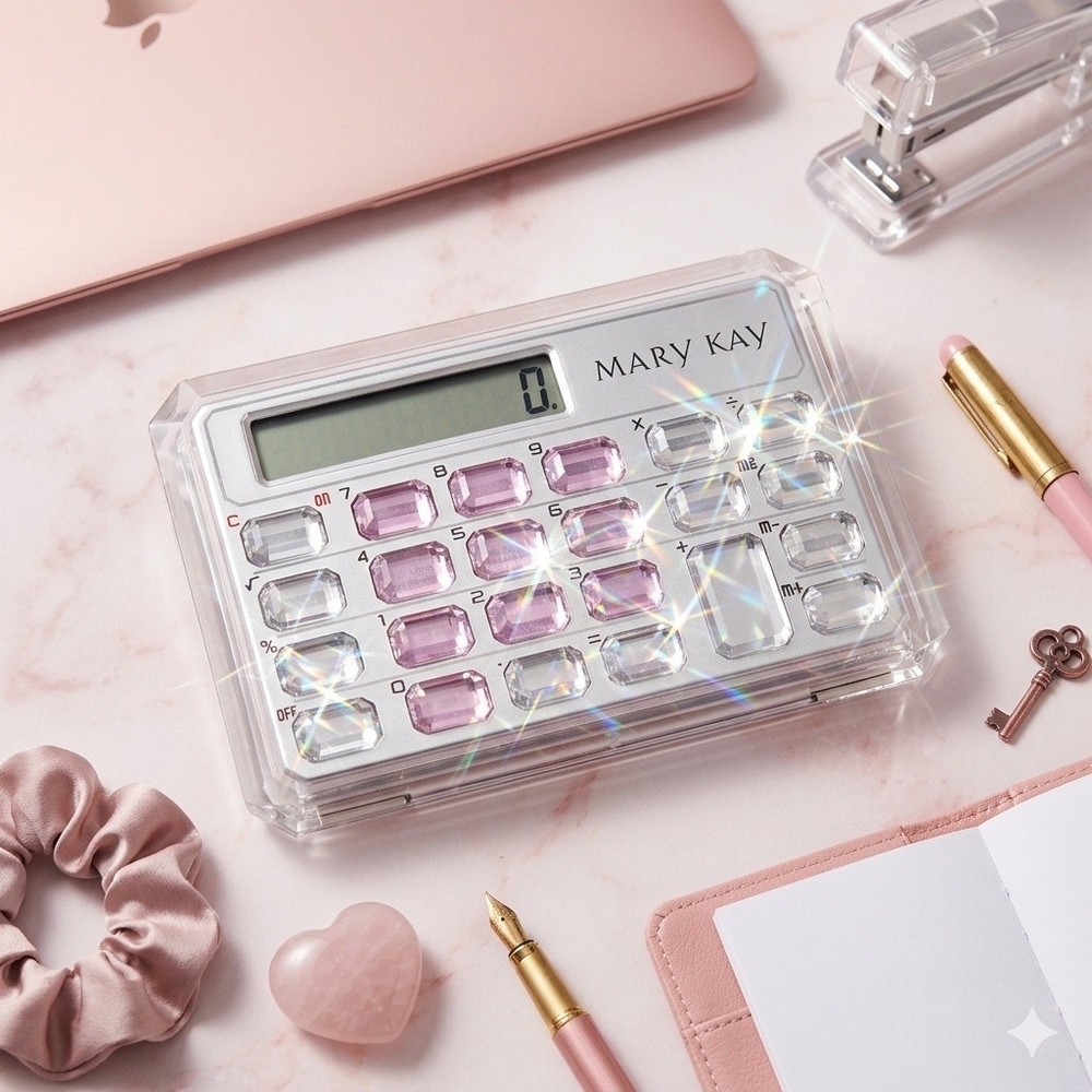 Vintage 1990s “Elle Woods” Mary Kay Crystal Gemstone Desk Calculator Pink NEW