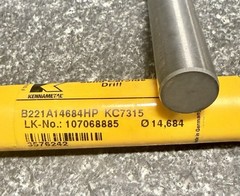 KENNAMETAL SOLID CARBIDE DRILL, B221A14684HP KC7315,37/64 .5781” Dia, .625 Shank