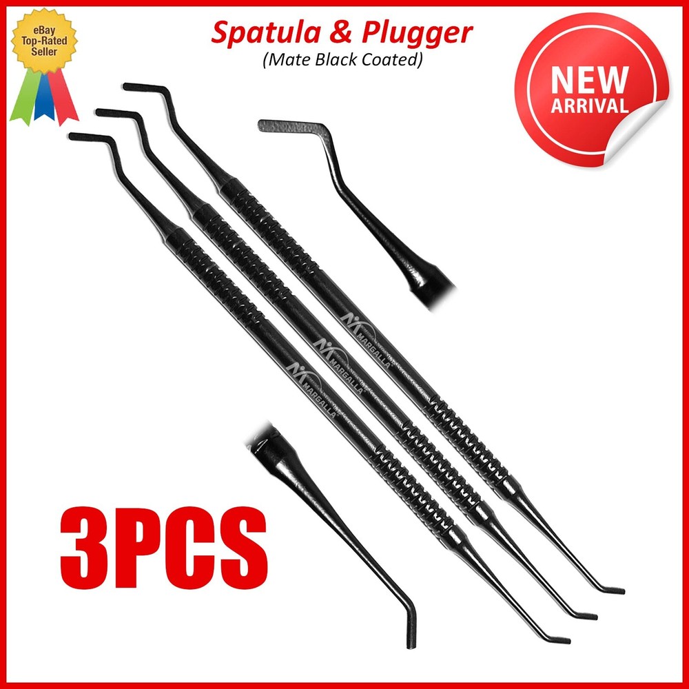 New Dental Spatula & Plugger Composite Filling Instruments Mate Black Coated X3