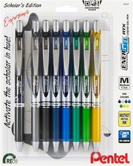 Pentel EnerGel RTX Retractable Liquid Gel Pen, Scholar Expressions Pack, 0.7mm