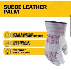 Lot Of 12 – Firm Grip Leather-Palm Size: Large Gloves – 3 Pairs Per Pack All New