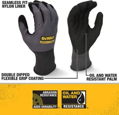 6 PAIR DeWalt Flexible Durable Nitrile Grip Palm Coated Lightweight Work Gloves