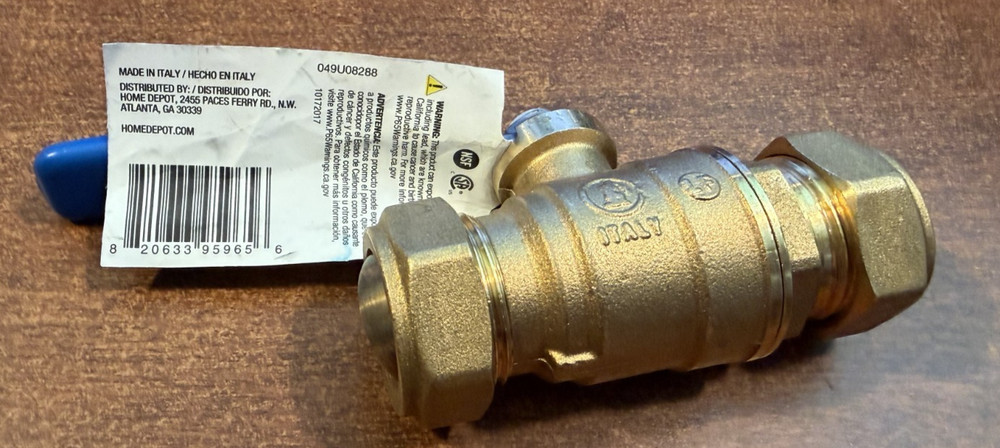 Everbilt Standard Port Ball Valve Lead Free Brass 3/4″ Comp x 3/4″ Comp 021