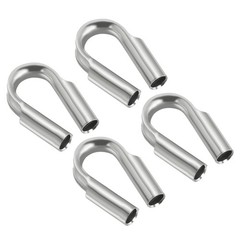 4Pack 1/4″/ 6mm Wire Rope Tube Thimble 304 Stainless Steel Rope Thimbles Silver
