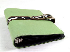 Franklin Covey 365 Compact Open Snap Binder Green Canvas Animal Print 6 Rings 1″