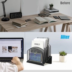 Inclined Metal Desk File Organizer Vertical File Folder Stand Holder Rack
