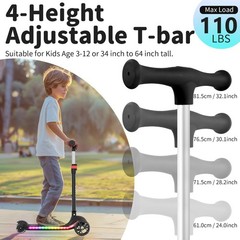 A9 Scooter Kids 312 Years, 3 Wheel Folding Scooter with LED Light Up Wheels…
