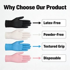 Guantes nitrilo negros desechables gruesos 100 uds limpieza tatuaje